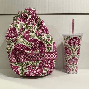 Vera Bradley draw string bag with cup